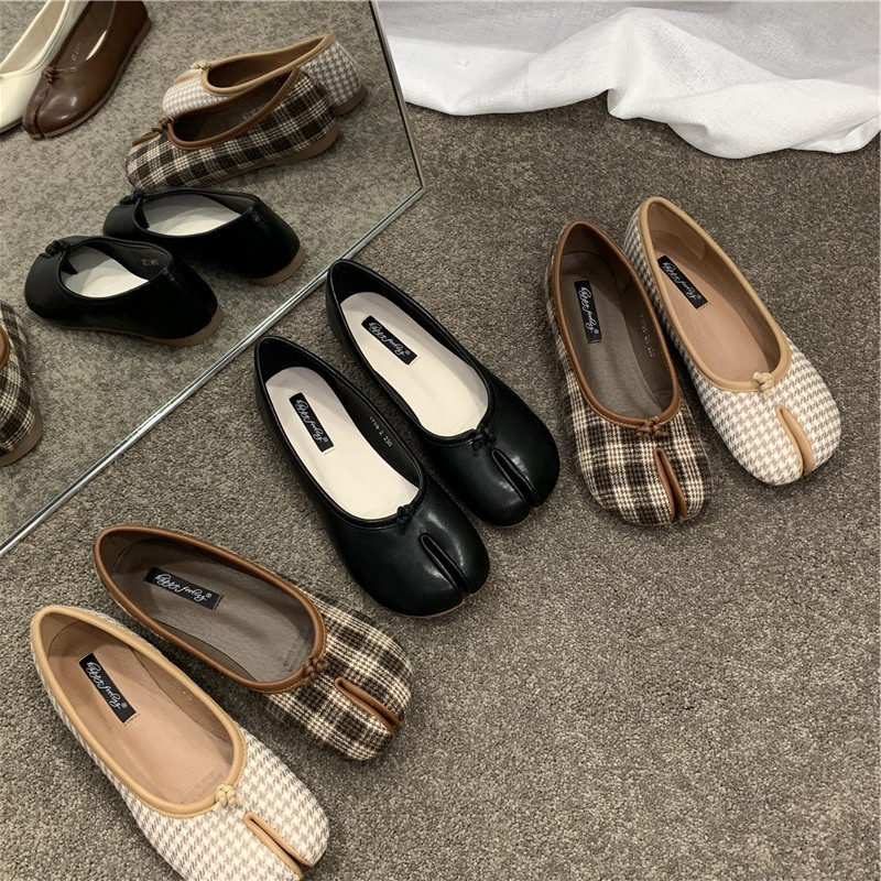 Doudou Shoes Women's Shoes 2025 new summer split toe pig's hoof shoes, toe lazy horse hoof shoes, flat single shoes, autumn shoes details Picture