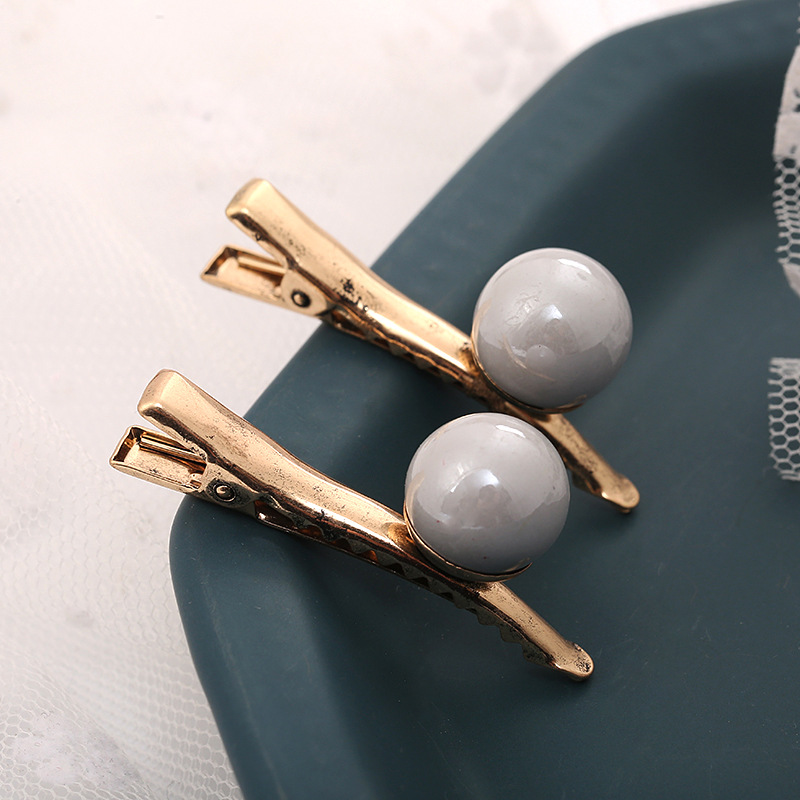 New Spring And Summer Hairpin Wave Hairpin Pearl Hairpin Alloy Hairpin Korean Version Korean Duck Beak Clip Jewelry details Picture