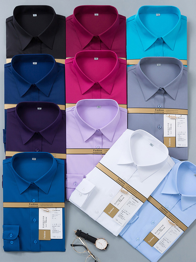 Blue bamboo fiber men's long-sleeved shirts, professional attire, women's interview uniforms, work clothes, shirt manufacturer wholesale, embroidered logo Application Scenario