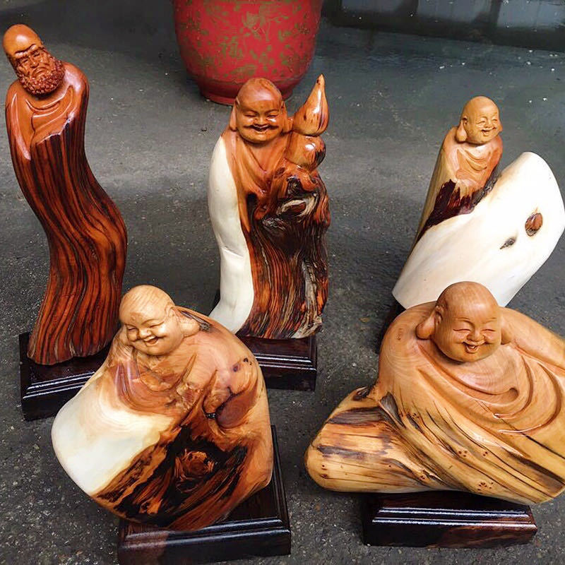 Cliff Cypress Root Carving Hand Carved Buddha Taihang Root Carving Aged Wood Carving With Type Decoration Yin And Yang Materials Application Scenario