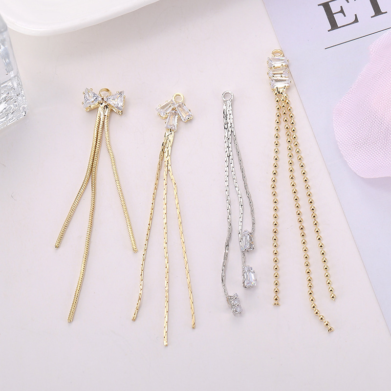Cross-border zircon diamond-encrusted welded earrings, tassels, diy versatile earrings, earrings and ear wires factory direct sales Specification image