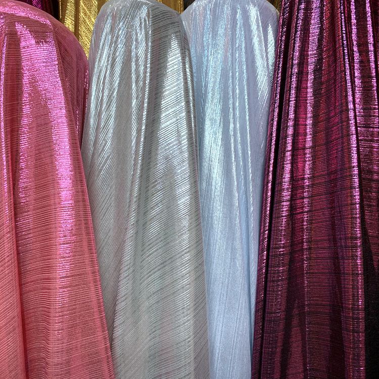 2022 new polyester fabric for clothing, accessories, dresses, headwear, hair accessories, toys, striped fabric, vertical striped bright silk wrinkled fabric