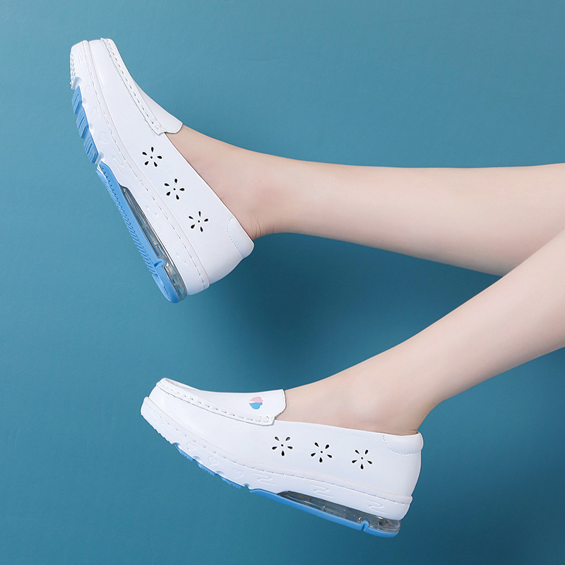 Women's shoes Autumn 2022 New style air-cushioned nurse shoes, women's single shoes, women's wedge heel, comfortable flat work white shoes, women Application Scenario