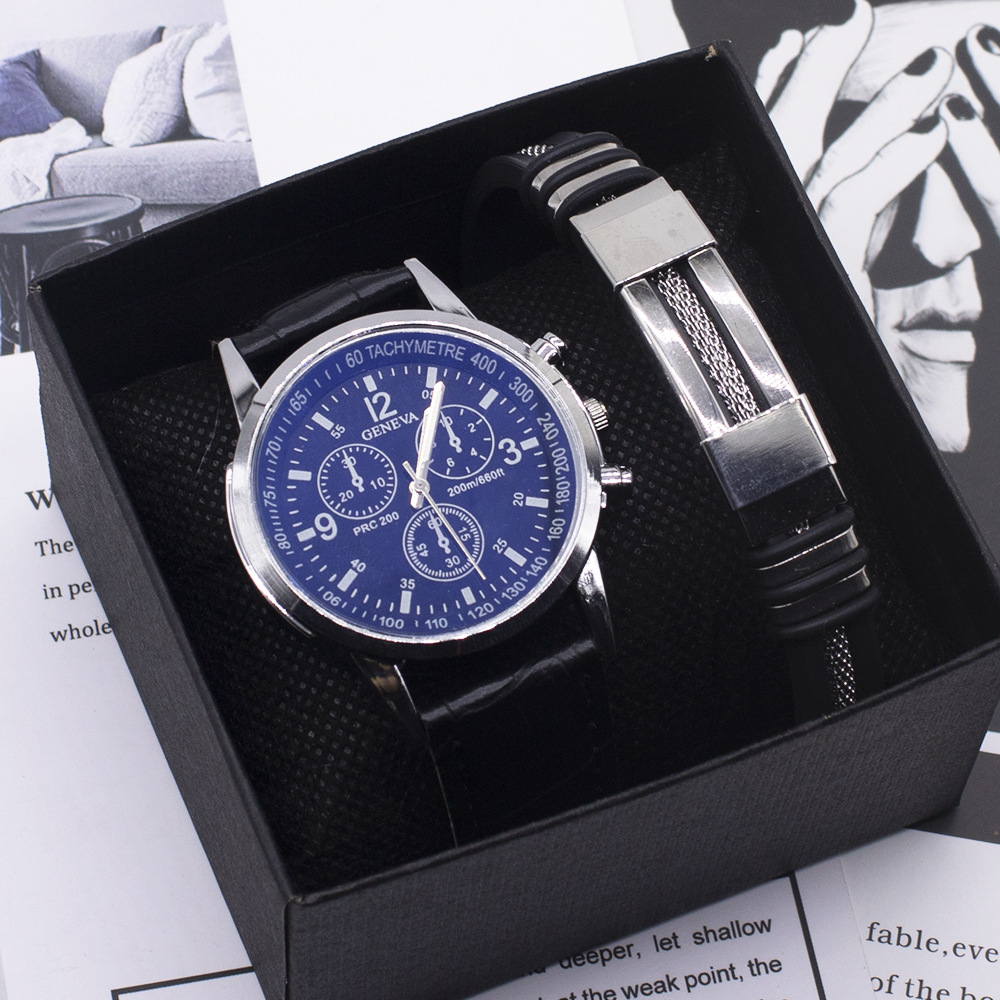Men's Watch Two-Piece Bracelet Set New Business Fashion Belt Quartz Watch Wristwatches Men Application Scenario