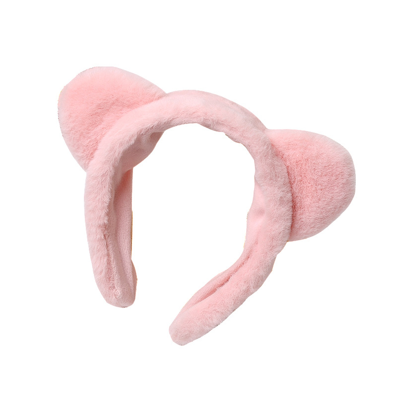 Korean Plush Cat Ears Funny Face Wash Hair Band Cute Head Set Wide Edge Makeup Pack Mask Hair Clip Hair Headband Item Picture