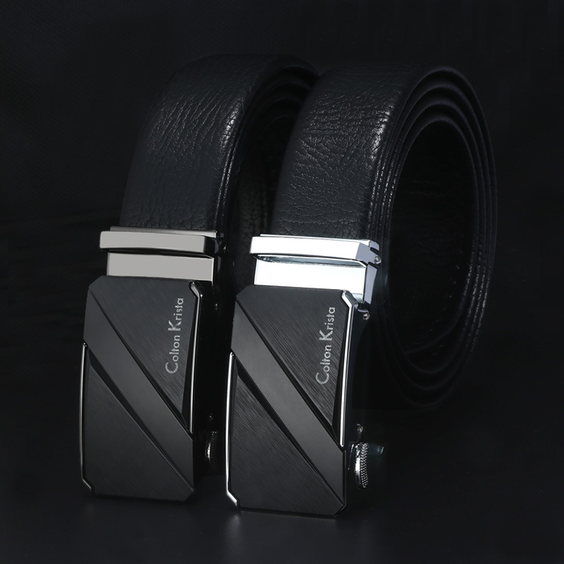 Manufacturers Direct Belt Men's Network Explosive Automatic Buckle Business Leisure Leather Two Layer Cowhide Pants Belt Wholesale Application Scenario