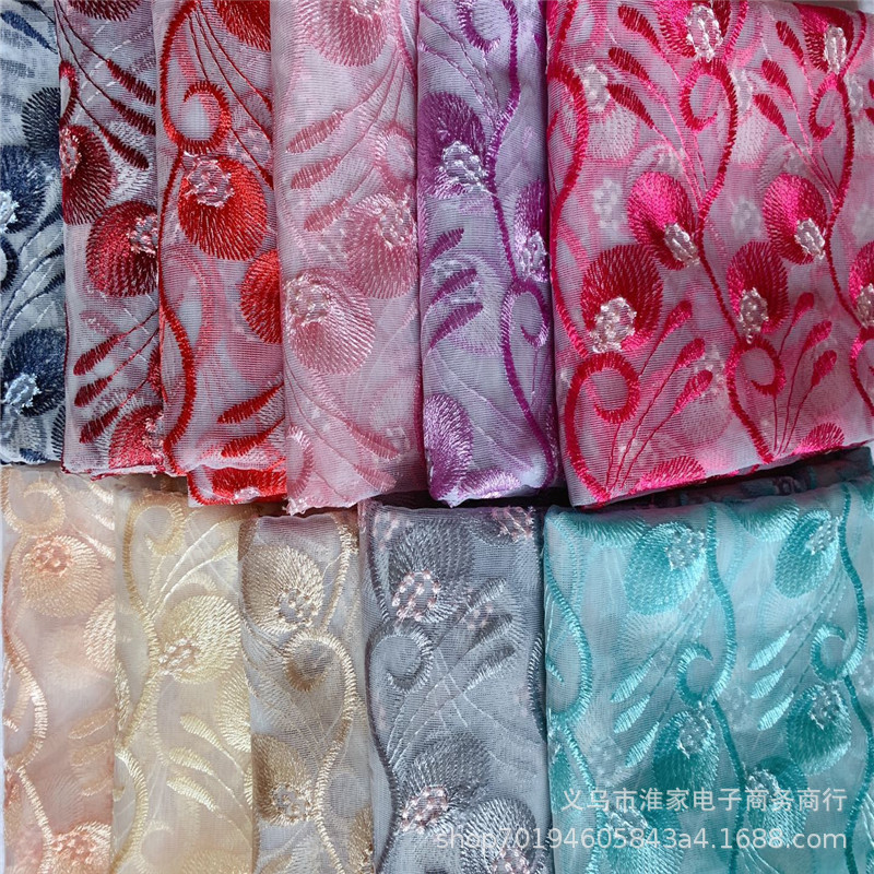 Factory direct sales of home textile accessories, embroidered leaf fabric, skirts, wedding dresses, lace accessories, multiple specifications customized details Picture
