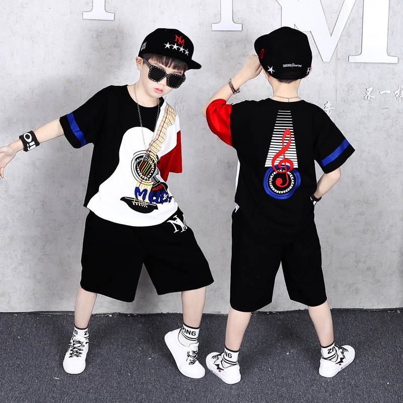 The new Korean-style men's clothing set for summer 2021, a loose and stylish two-piece set for children's sportswear Application Scenario