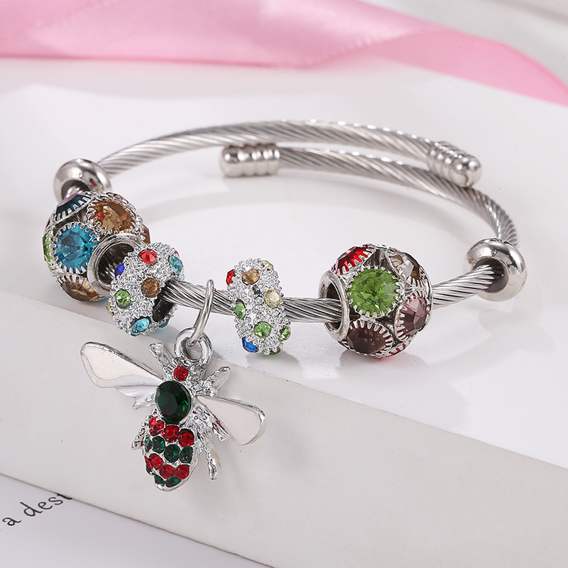 Oly Magic Bracelet 6780 Cross-Border Explosive Amazon Hot Classic Bee Stainless Steel Bracelet Colorful Bee Hand Jewelry Wholesale Specification drawing