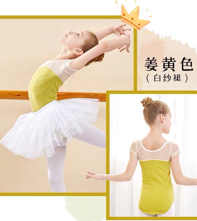 Children's Day dance costumes, girls' practice costumes, summer short-sleeved ballet skirts, gauze skirts, performance costumes Application Scenario