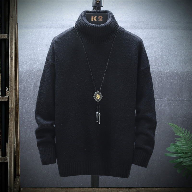 The trend of high-neck cashmere sweaters for boys in winter for junior high and senior high school students: thickened and fleece base wool sweaters details Picture