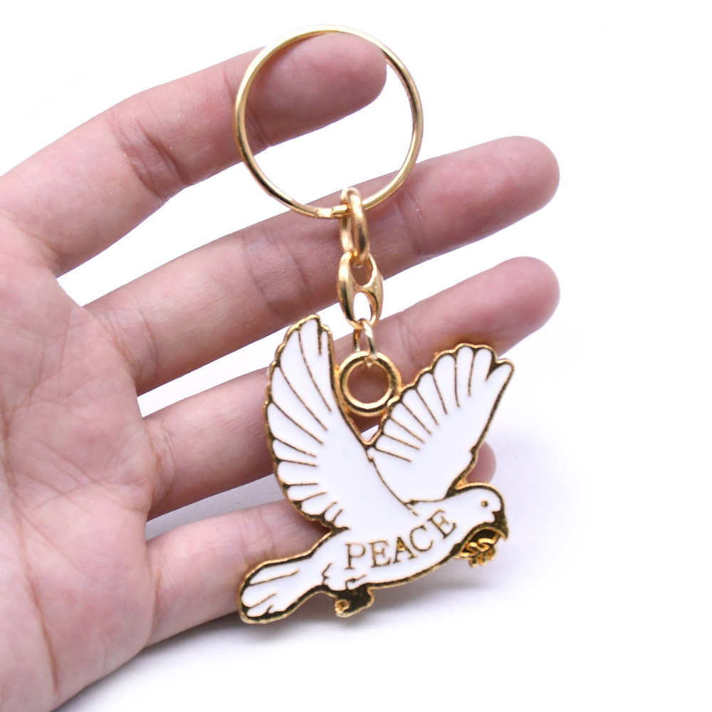 World Peace Peace White Peace Dove keychain Pendant Ring Accessory Gift Specification image