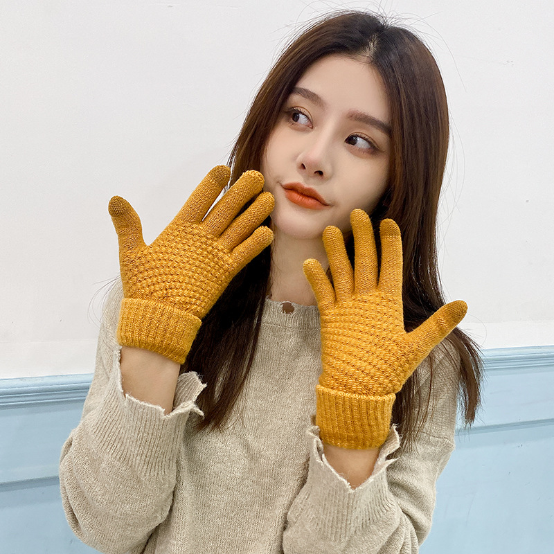 Manufacturers Wholesale 2022 Autumn And Winter New Knitted Touch Screen Deer Gloves Female Korean Version Thickened Wool Warm Gloves details Picture