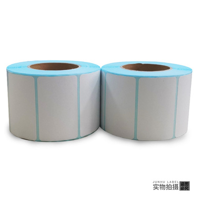 Manufacturer's Quality Blue Bottom Three Heat-Proof Paper 50*30*800 Self-Adhesive Small Label Paper Bar Code Printing Application Scenario