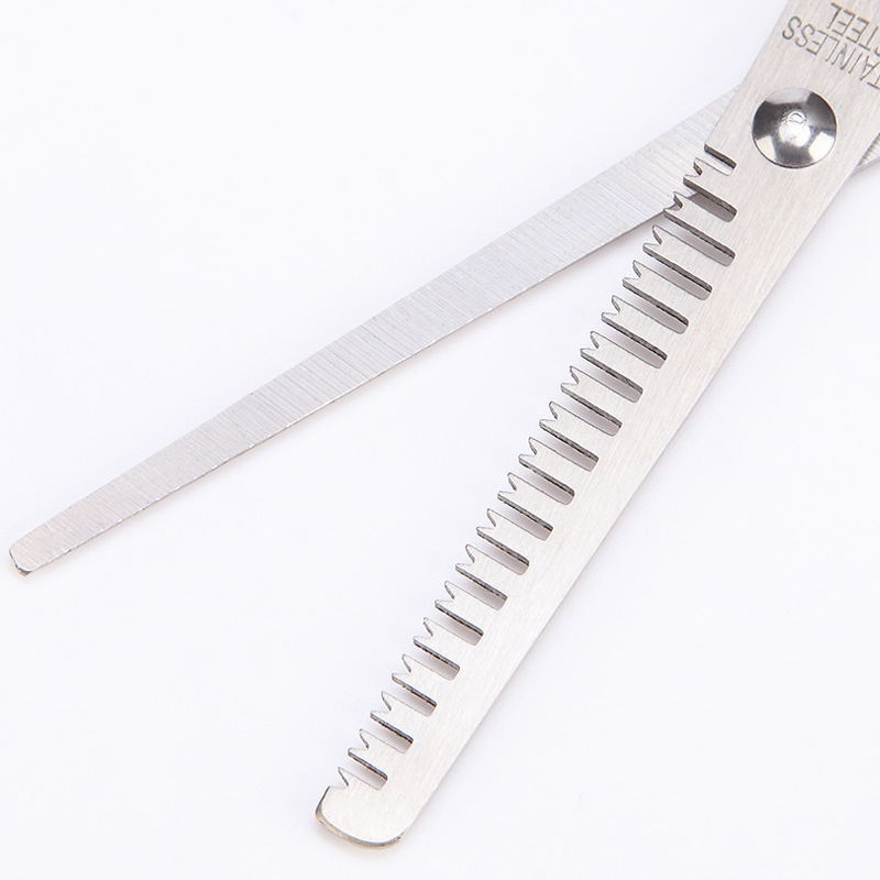 Three-piece set for haircuts: teeth scissors, flat scissors, double-headed black carbon fiber comb, plastic haircuts, thin scissors, bangs, shanilak Item Picture