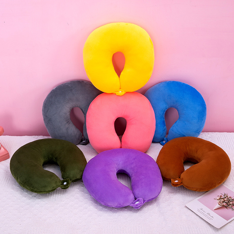 Solid color neck pillow U pillow PP cotton comfortable car travel neck pillow printed LOGO office face down sleep nap pillow Application Scenario