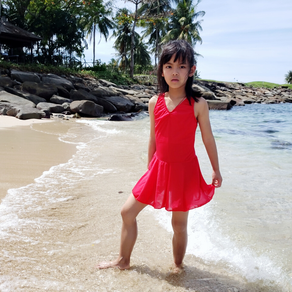 Girls' Swimsuit One-Piece Princess Dress Cute Korean Kids Big Baby Swimsuit Children's Swimsuit Specification drawing