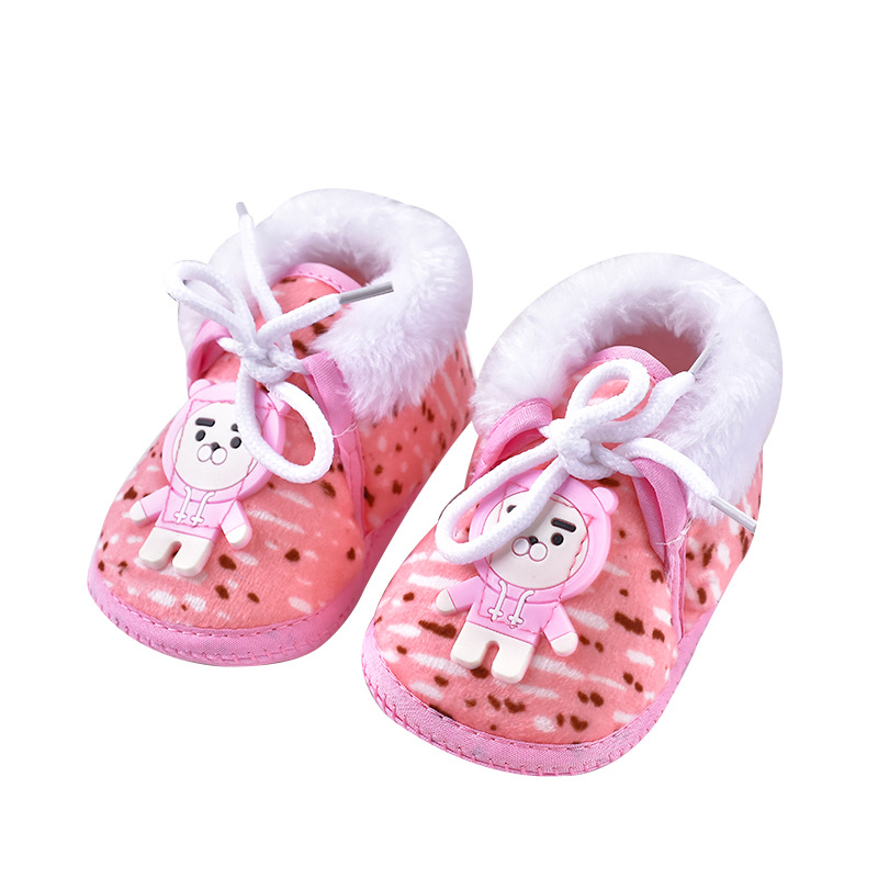 New Lace-Up Baby Shoes Cartoon Warm Thick Toddler Shoes Baby Cotton Shoes Manufacturers Box Manufacturers Wholesale Item Picture