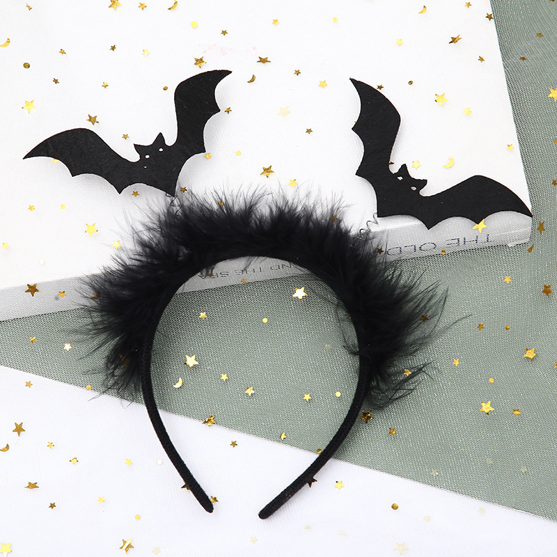 2022新款万圣节发箍蝙蝠头扣鬼节舞台表演派对气氛装饰蝙蝠头箍