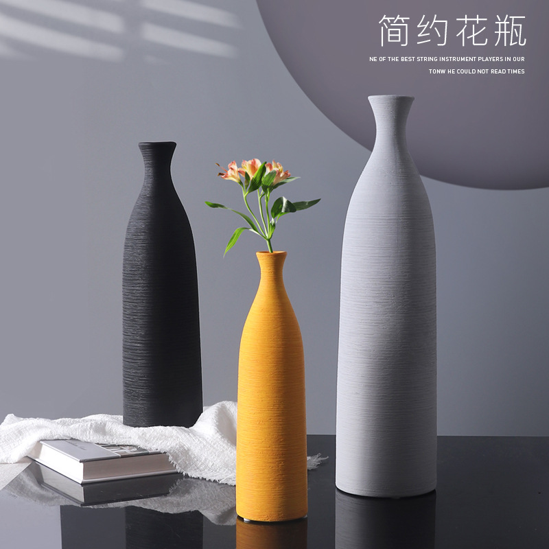 chinagoods European-style vase ceramic ornaments, Nordic simple and individual colorful vases, living room TV cabinet flower arrangement ornaments details Picture