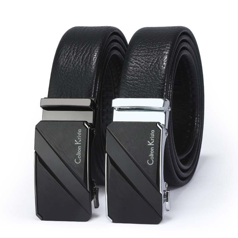 Manufacturers Direct Belt Men's Network Explosive Automatic Buckle Business Leisure Leather Two Layer Cowhide Pants Belt Wholesale Item Picture