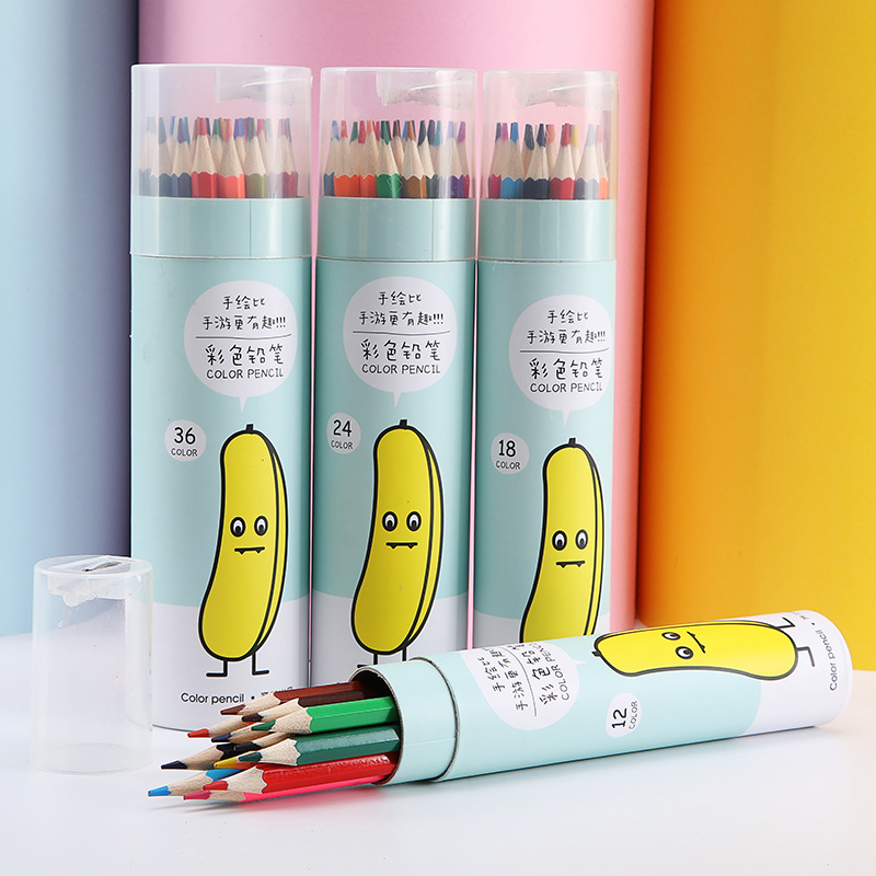 新款多色款油性彩色铅笔绘画丰富色彩铅笔桶装水溶性彩色铅笔套装