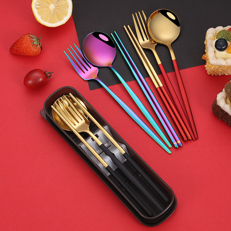 不锈钢勺子叉子筷子便携餐具套装 葡萄牙餐具便携赠礼品餐具套装详情图3