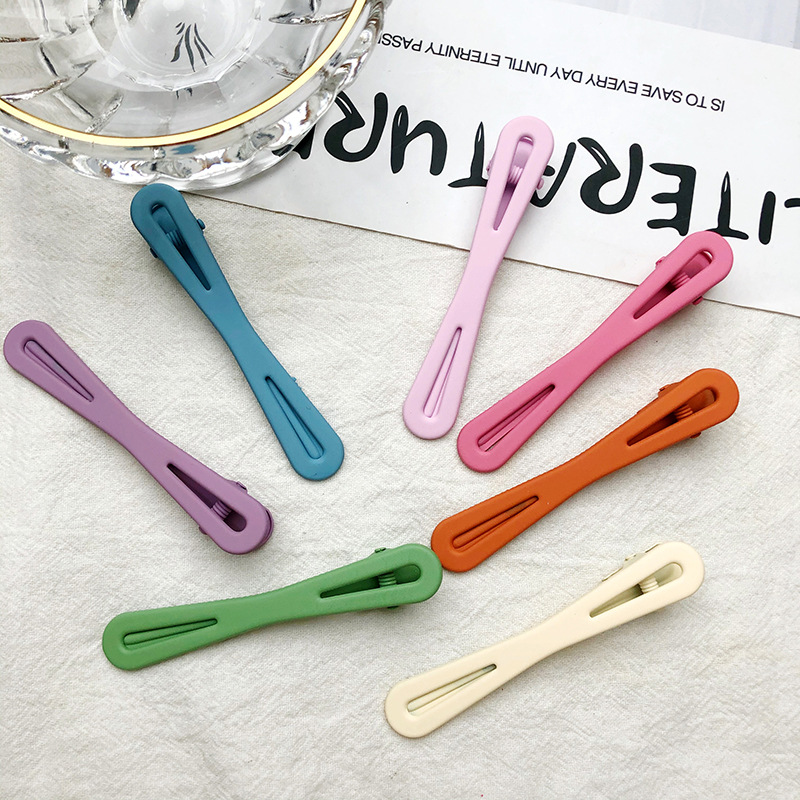 2020 New Simple Fashion Duck Beak Clip Bow Color Frosted One Word Clip Factory Direct Sales details Picture