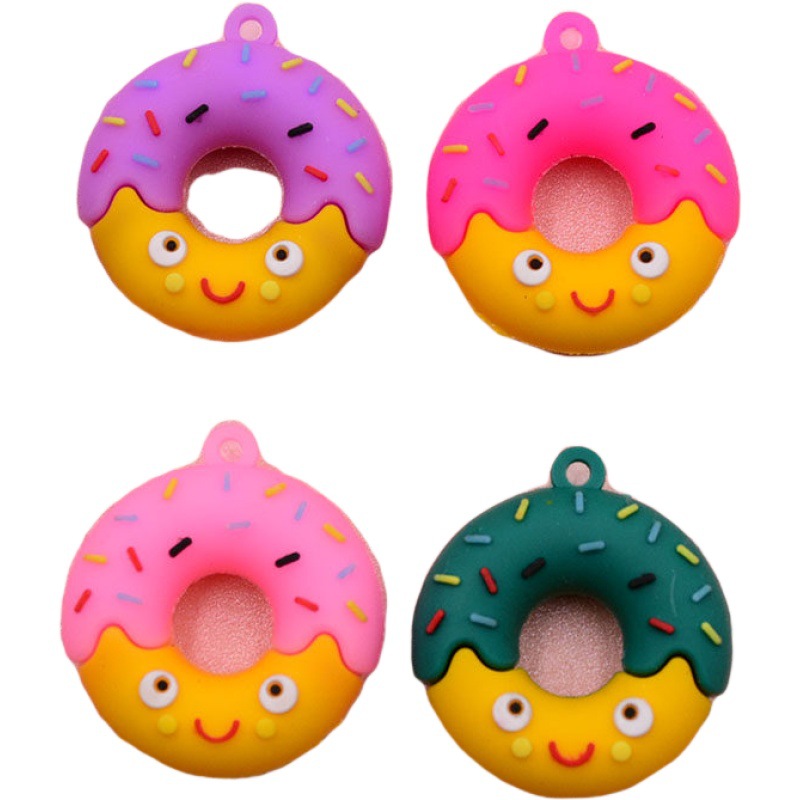 Fun Soft Glue Simulation Cartoon Double Sided Donut Ear Pendant Bag Key Chain Pendant Diy Accessories Accessories Item Picture