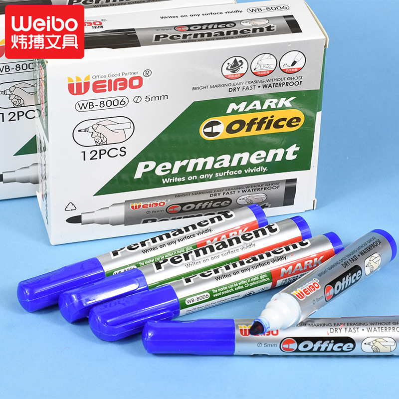 Weibo Marker Pen WB-8006 for students, offices and school teachers, smooth and easy to write, wholesale from the manufacturer