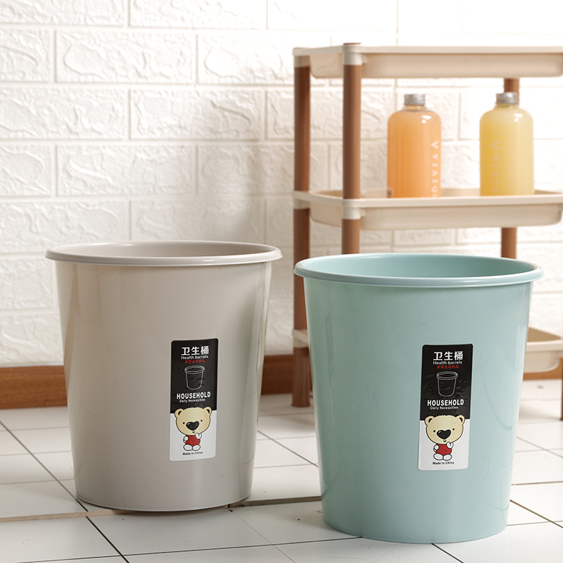 欧式无盖垃圾桶家用厨房客厅卫生间办公室创意压圈塑料大号垃圾桶