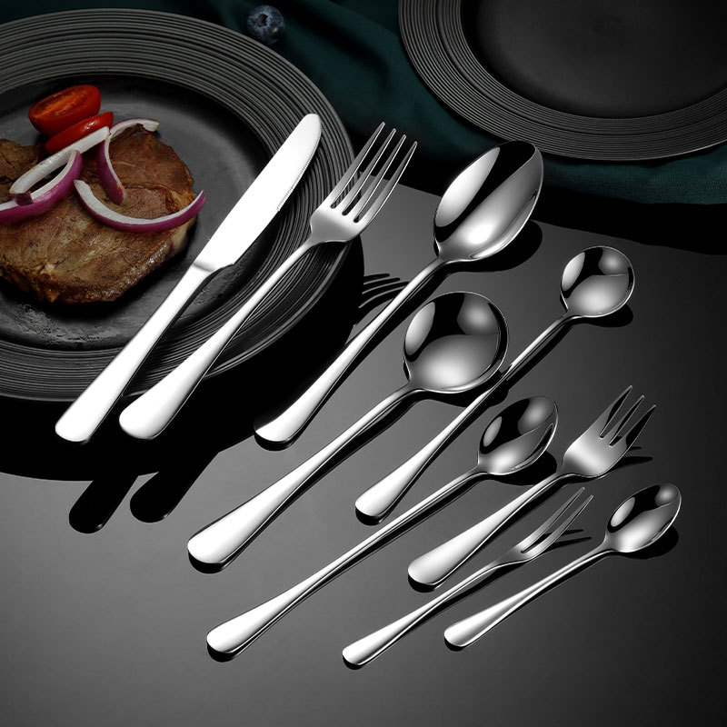 304不锈钢西餐刀叉勺 1010餐具系列布轮镜光定制logo光柄刀叉勺子详情图1