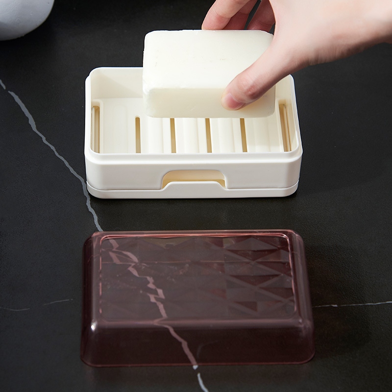G67 Guanghua simple Draining Soap Box, bathroom with lid, bottom hollowed-out drainage, anti-slip washbasin, snapper soap tray Application Scenario