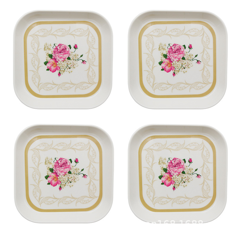 Japanese Imitation Porcelain Melamine Square Bone Spitting Dish Household Dried Fruit Small Square Plate Snack Plate Fruit Plate Square Storage Dish Item Picture