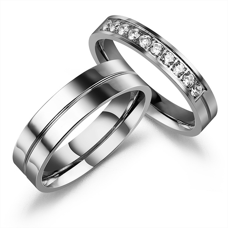 Cross-Border Explosive Stainless Steel Ring European And American Trend Fashion Hand Jewelry Micro-Diamond Titanium Steel Ring Lovers Specification drawing