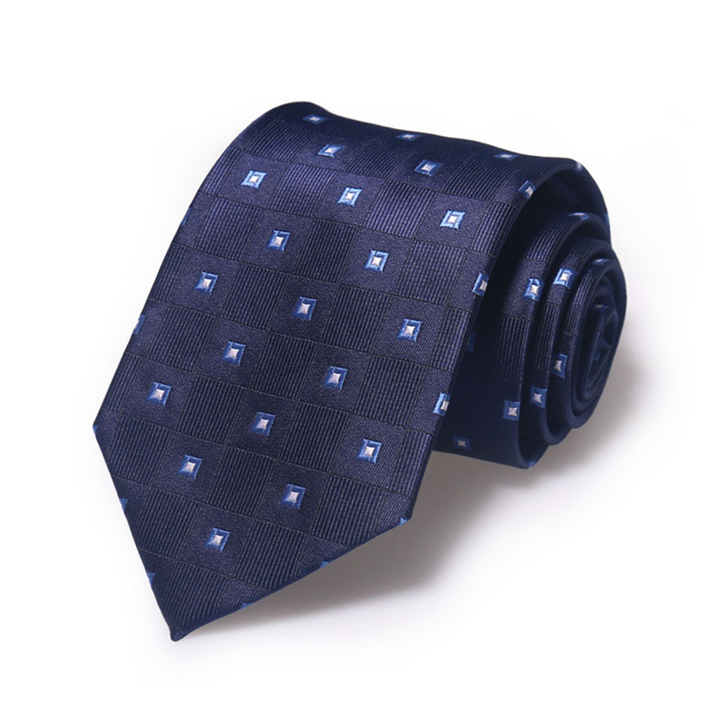 现货领带直供商务休闲男士高密度提花领带8CM方格纹男士手打领带详情图3