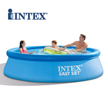 INTEX28110跨境家庭游泳池碟形水池移动养鱼池圆形水池可折叠水池