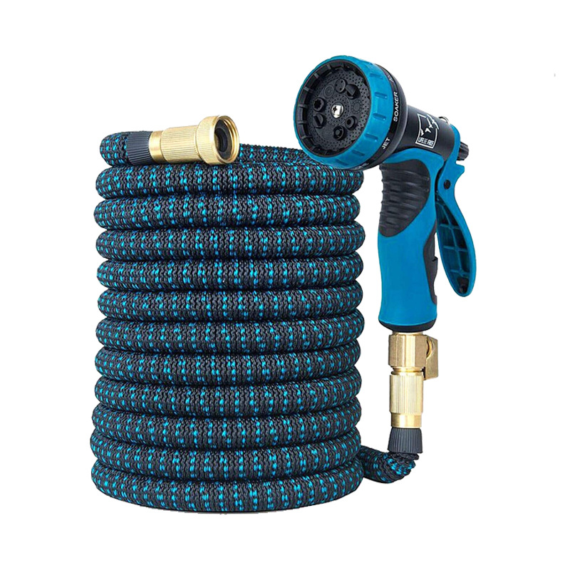 Cross-Border Hot Sale Garden Hose Household Garden Hose High Pressure Car Wash Water Gun Set Latex 3 Times Telescopic Water Pipe Item Picture