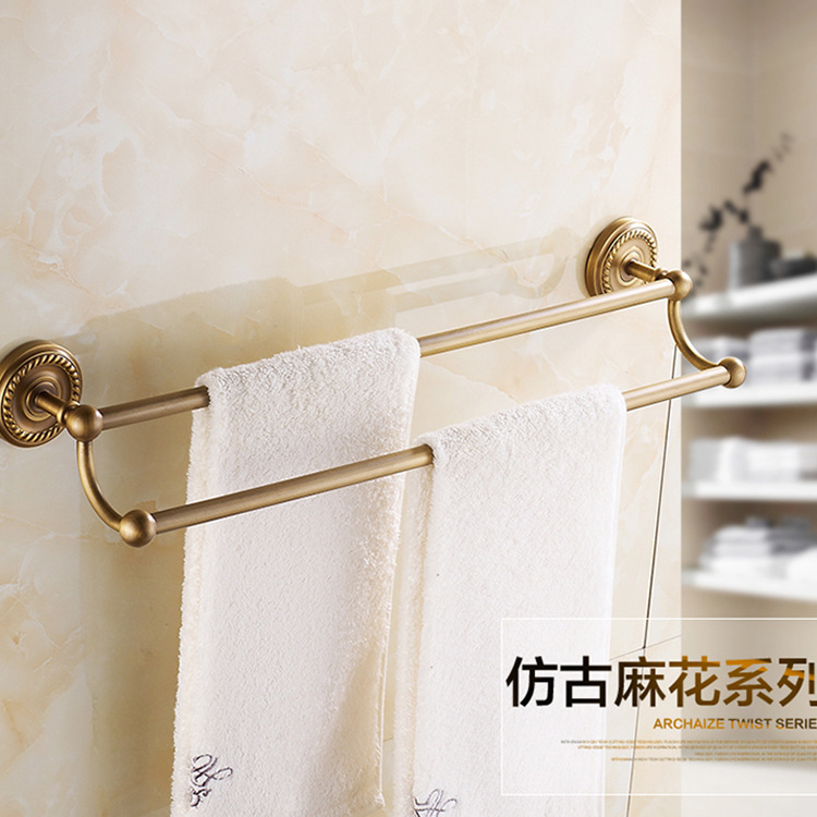 High-End Antique Towel Rack All Copper Perforation-Free Bathroom Hardware Pendant Set Bath Towel Rack Light Luxury Bathroom Shelf Specification drawing