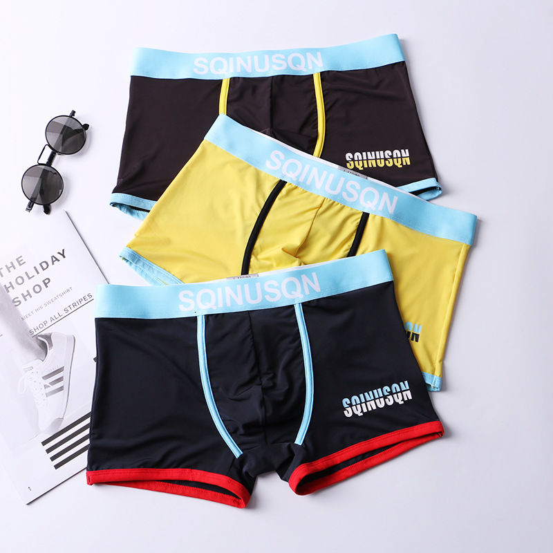 Ice Silk Men's Underpants Thin Boxers Korean Version Of The Trend Cute Youth Sexy Close-Fitting Boxers Small Shorts Specification drawing