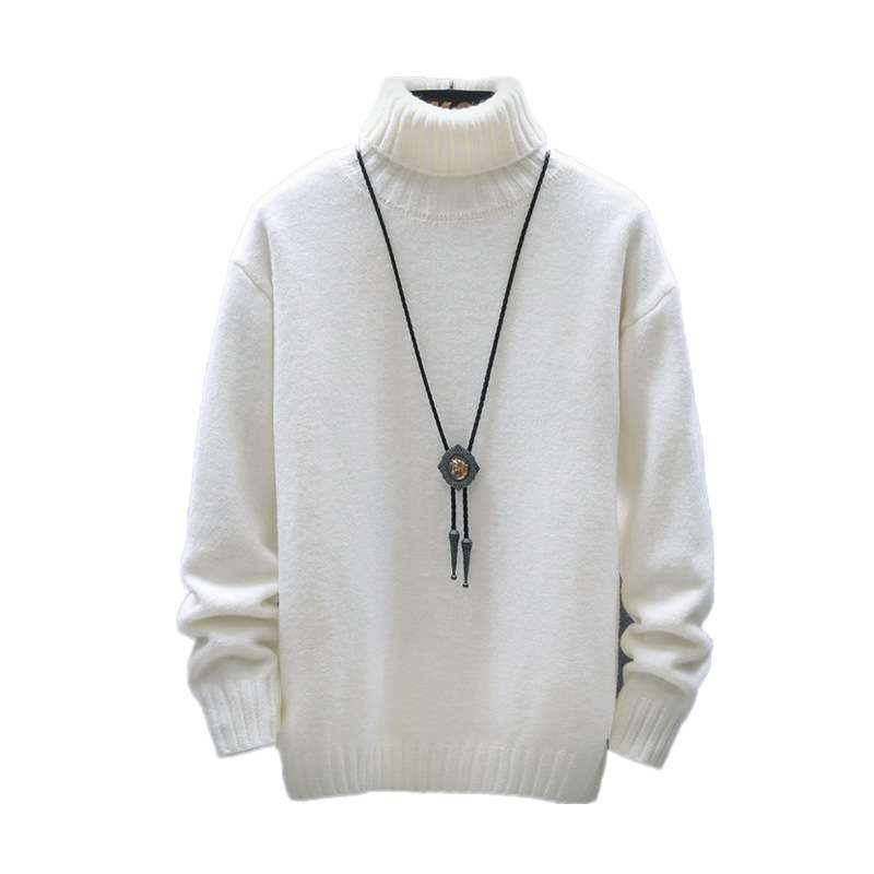 The trend of high-neck cashmere sweaters for boys in winter for junior high and senior high school students: thickened and fleece base wool sweaters Item Picture