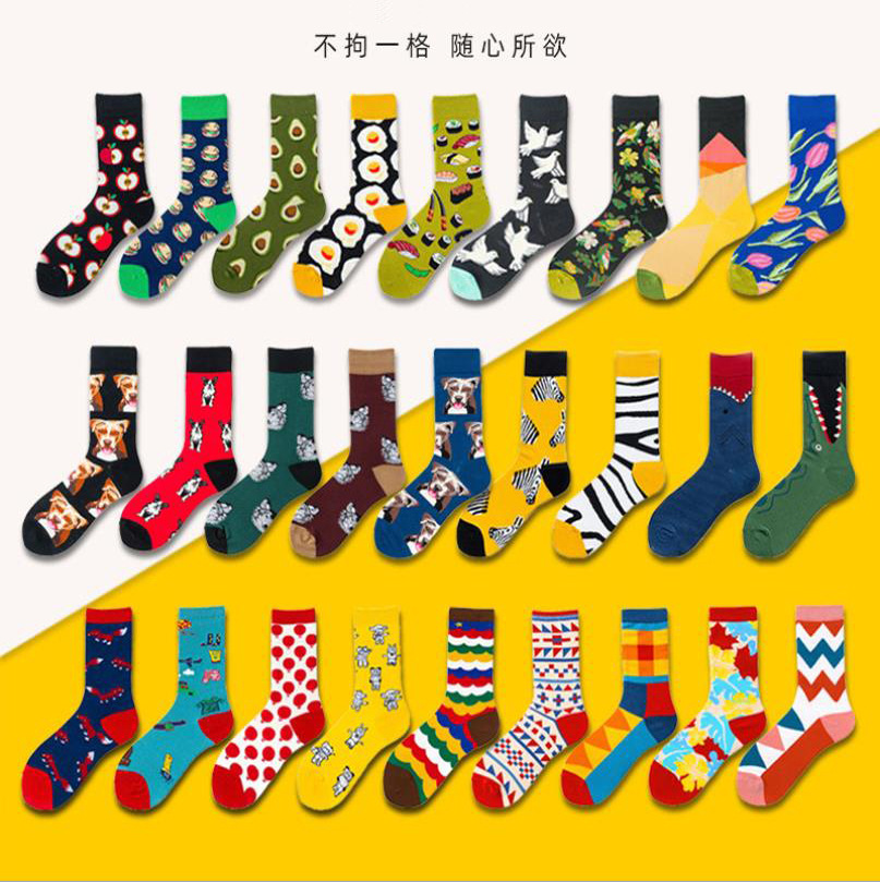 Wholesale of best-selling pure cotton socks, long-leg export socks, mid-leg spring trend oil painting, European and American jk internet-famous high-leg trendy socks Specification image
