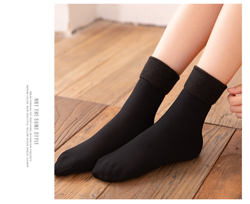 Autumn and winter snow socks for both men and women, winter fleece and thickened, leg-free perfect socks, warm floor socks, cotton socks, mid-calf, trendy Item Picture