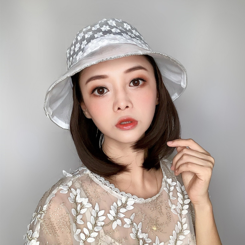Summer new hat integrated wig fragrant wind pearl lace fisherman hat wig hat can be removed long straight hair Application Scenario
