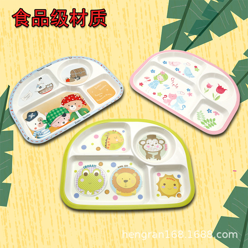 A5 Pure Melamine Baby Plate Children's Tableware Creative Meal Plate Cartoon Fruit Plate Home Divider Plate details Picture