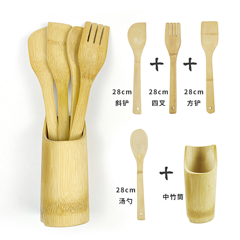 竹铲竹勺厨房用具 家用竹制餐具套装厂家批发可降解餐具产品图