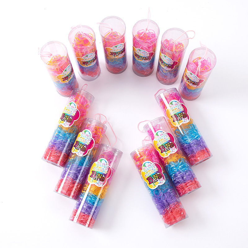 Disposable Rubber Band Hairpin Black Candy Color Children's Hair Tie Rope Base Girl's Headdress Rubber Circle In Large Bucket Item Picture