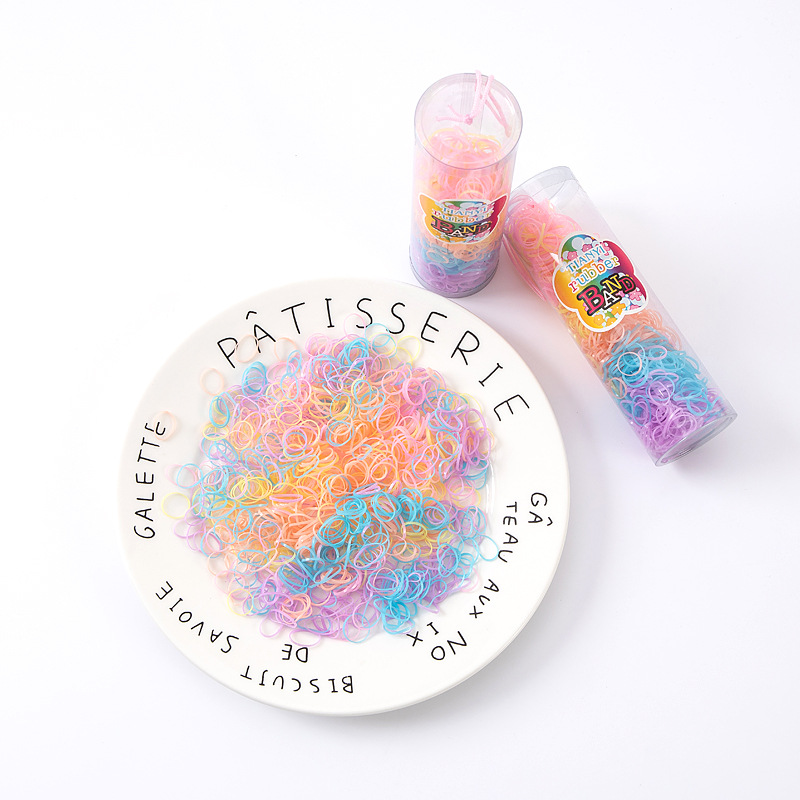 Disposable Rubber Band Hairpin Black Candy Color Children's Hair Tie Rope Base Girl's Headdress Rubber Circle In Large Bucket Application Scenario