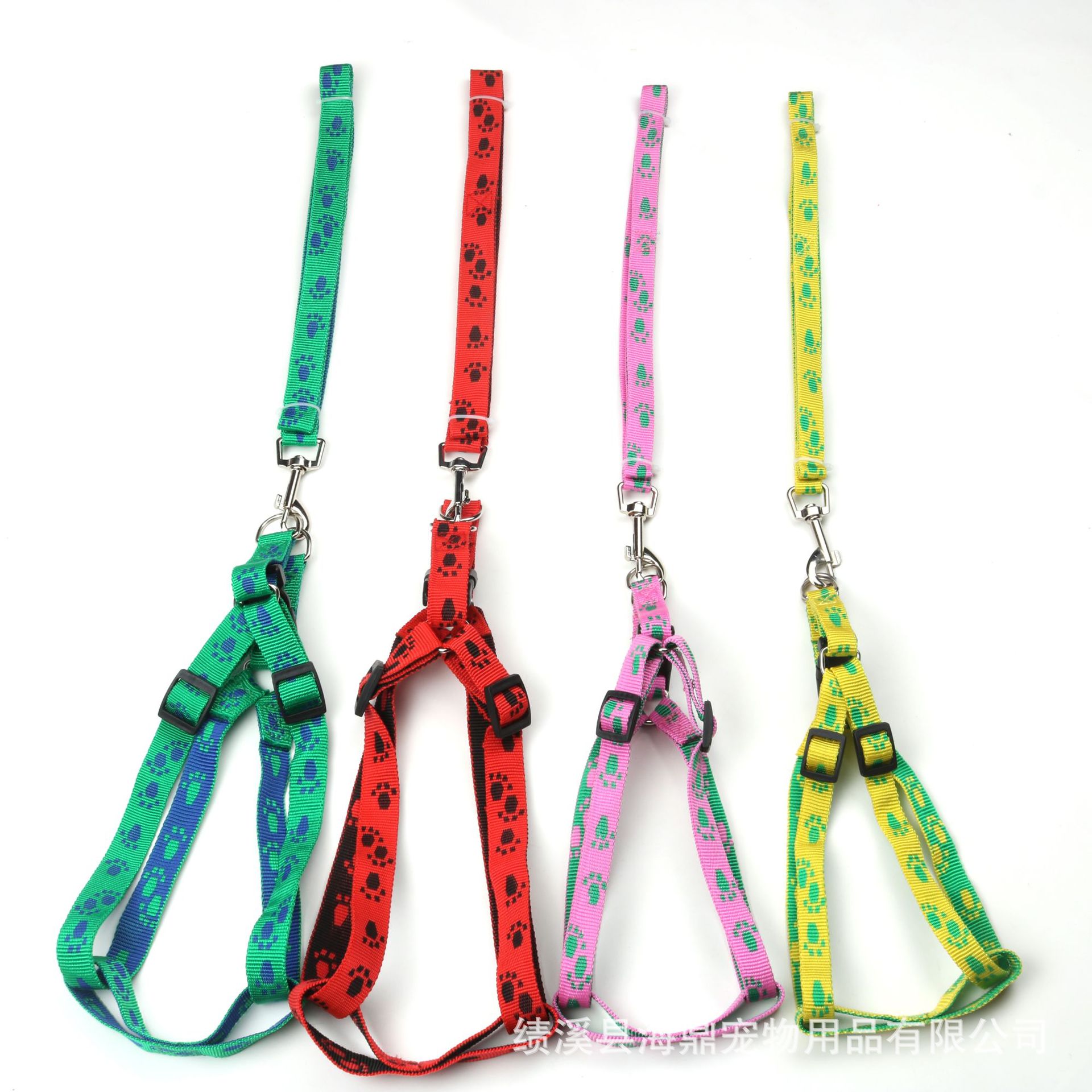 Pet supplies: footprints, bones, jacquard leashes, chest straps, small and medium-sized dog walking ropes, chains, collars Item Picture