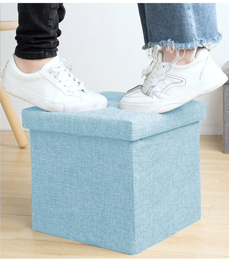 Source Factory Cotton Linen Storage Stool Storage Stool Can Sit Adult Children Folding Storage Box Sofa Shoe Stool Application Scenario